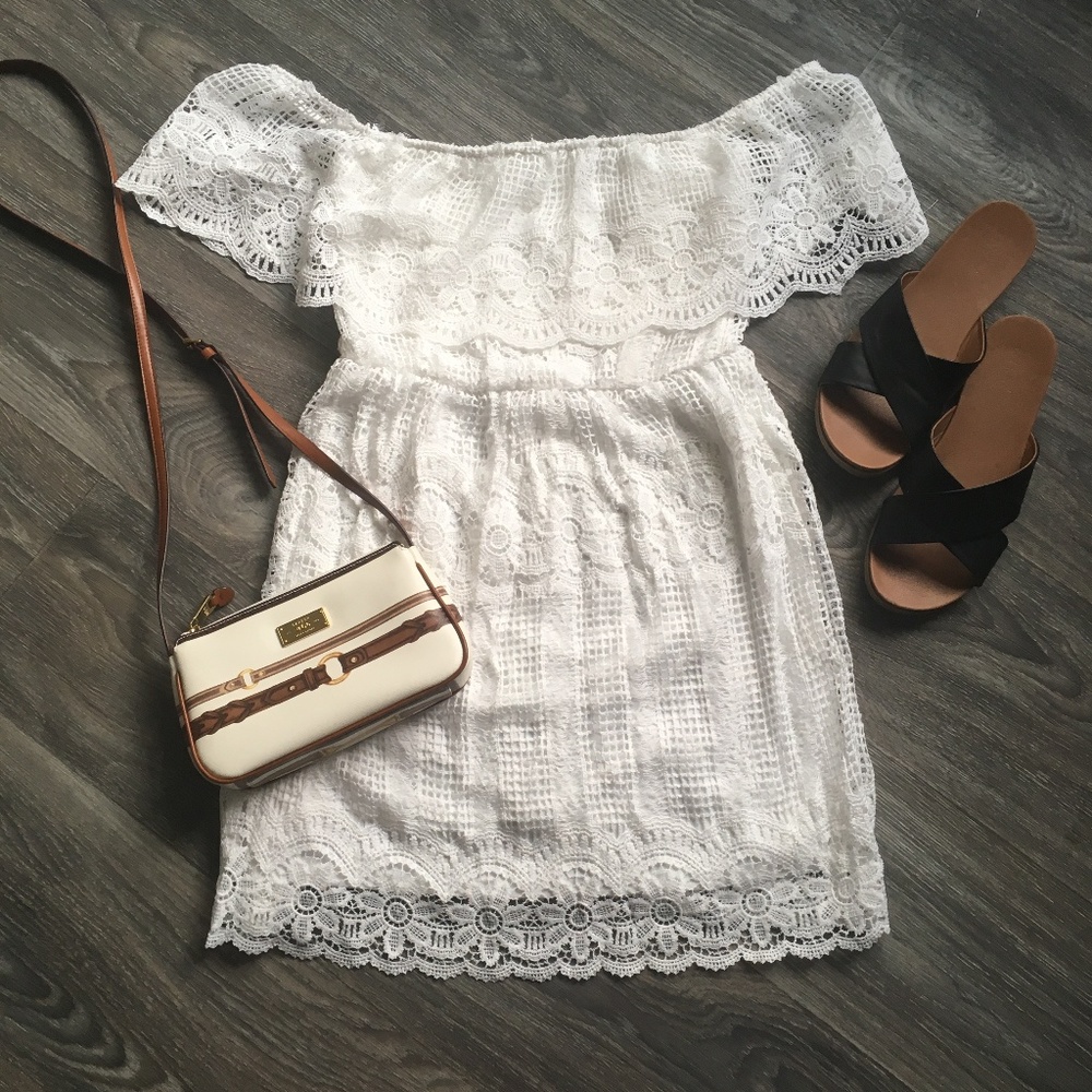 NWOT! White Crochet Off-Shoulder Dress